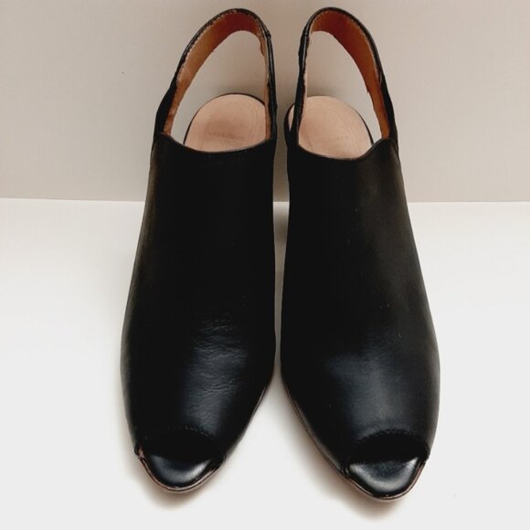 WONDERS Spain Memory Gel Peep-Toe Slingback Heels Black Leather Sz US 7.5 Eur 39 - Picture 5 of 16